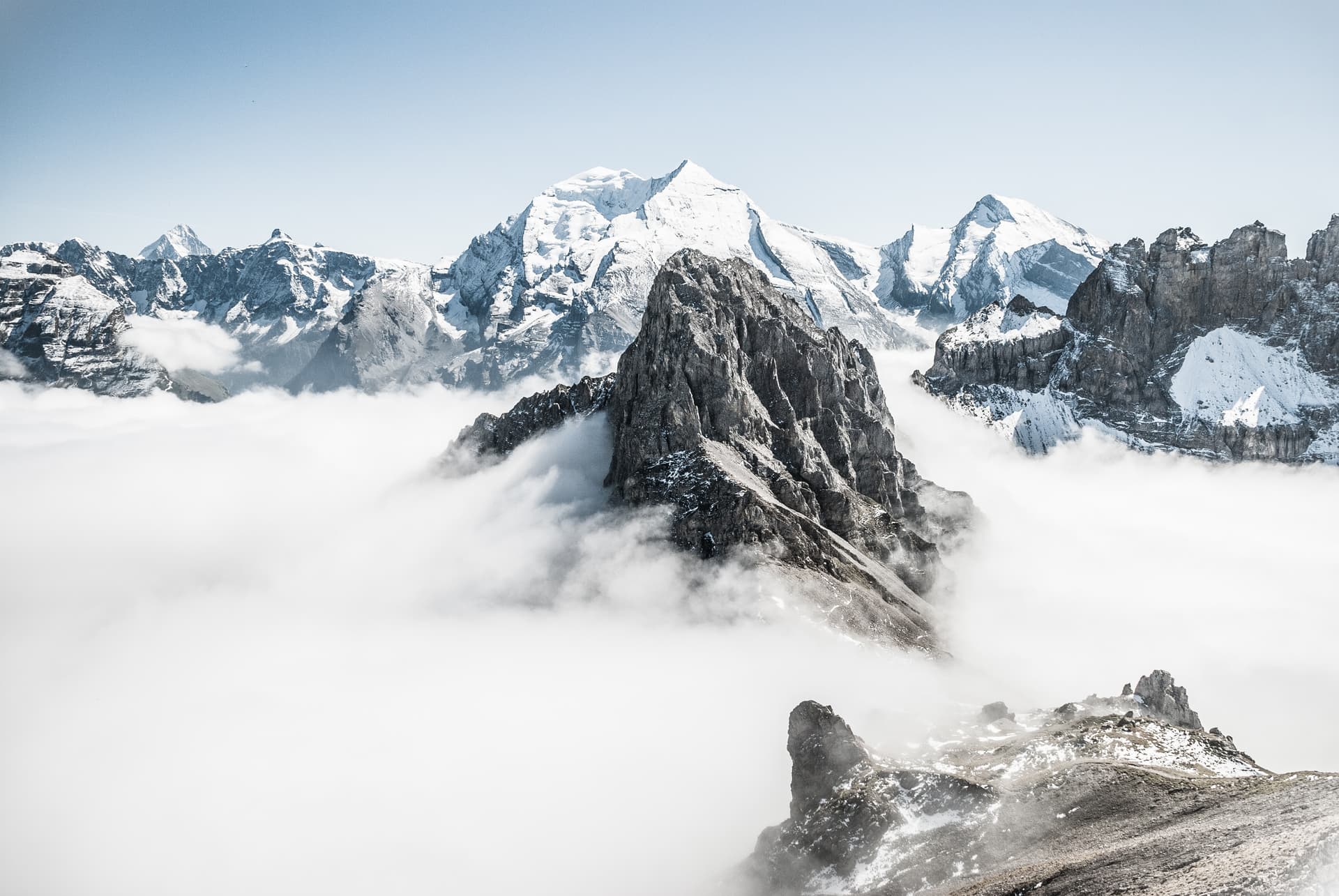 Santa-Cristina-Val-Gardena mountains in the clouds