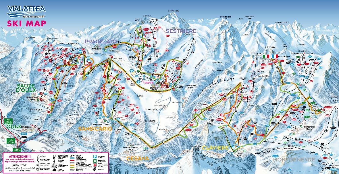 Claviere ski map